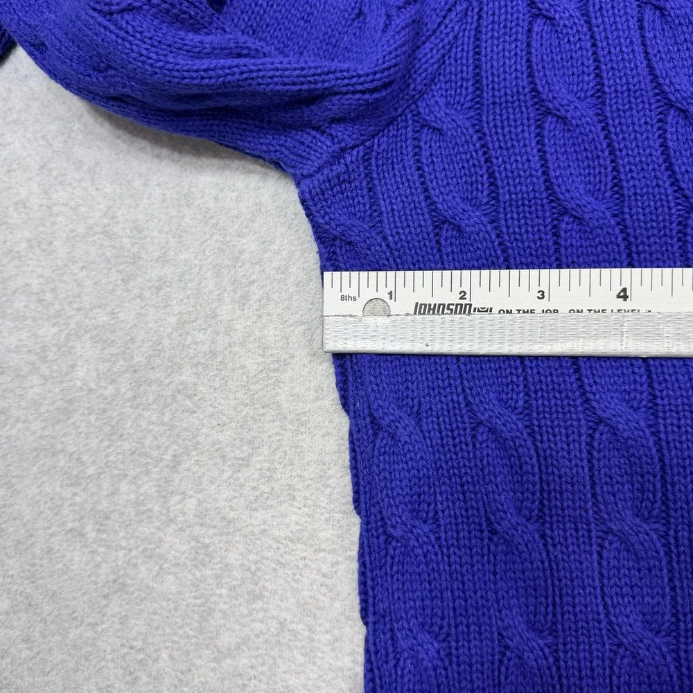Ralph Lauren Sport Sweater Womens XL Blue Cotton Cable Knit V Neck Pullover